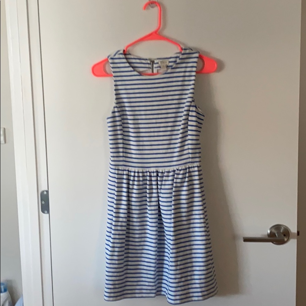 JCREW Factory blue & white striped fit flare dress
